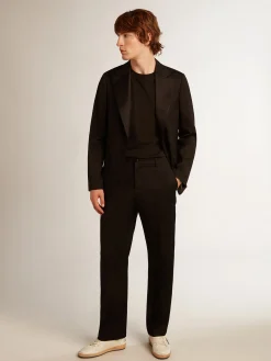 Flash Sale Golden Goose Jaqueta smoking masculina em gabardine de lã preta Coleção Golden