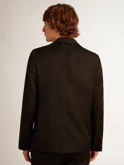 Flash Sale Golden Goose Jaqueta smoking masculina em gabardine de lã preta Coleção Golden