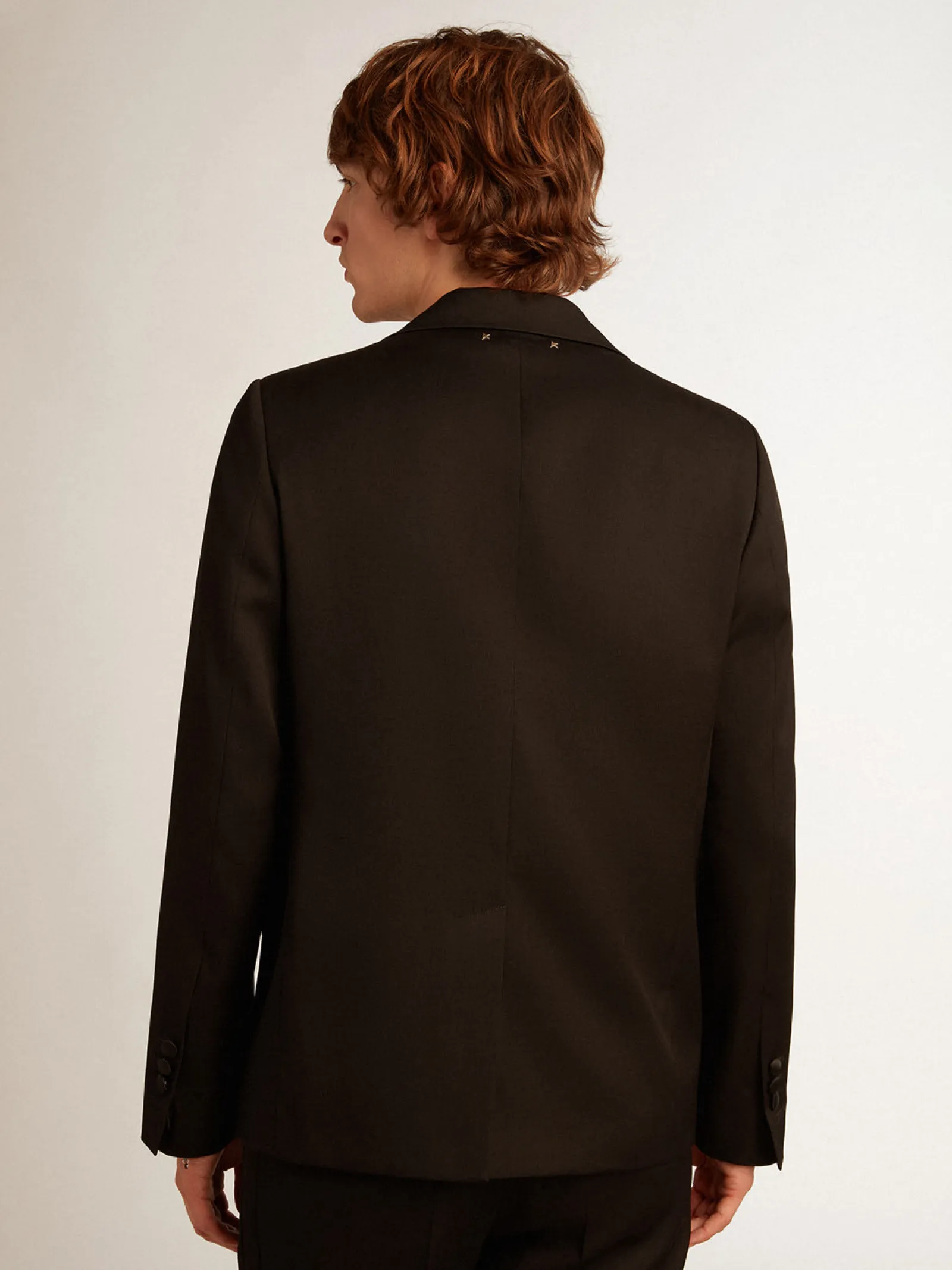 Flash Sale Golden Goose Jaqueta smoking masculina em gabardine de lã preta Coleção Golden