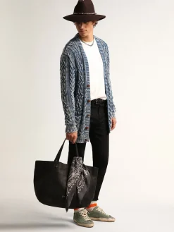 Shop Golden Goose Lenço cinza antracite com estampa caxemira Cor: cinza antracite