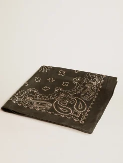 Outlet Golden Goose Lenço verde musgo com estampa caxemira Coleção Golden