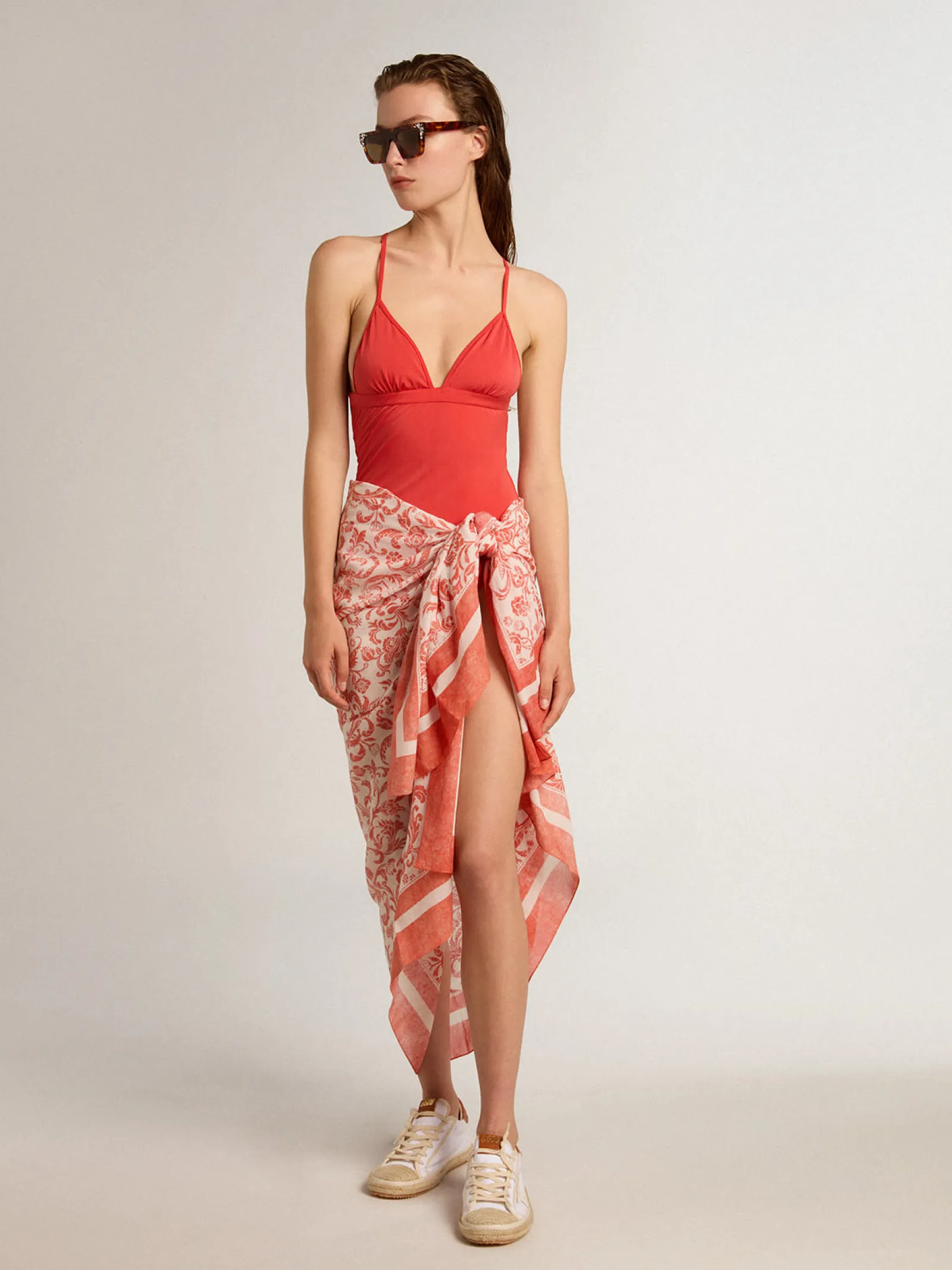 New Golden Goose Maiô vermelho coral Coleção Resort