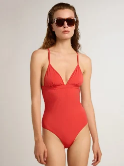 New Golden Goose Maiô vermelho coral Coleção Resort