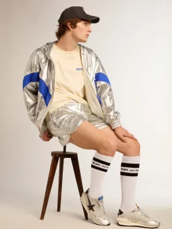Clearance Golden Goose Marathon masculino com e estrela preta Cabedal de náilon ripstop prateado