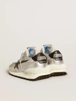Clearance Golden Goose Marathon masculino com e estrela preta Cabedal de náilon ripstop prateado