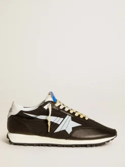Cheap Golden Goose Marathon masculino com e estrela branca Cabedal de náilon preto