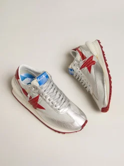 Best Sale Golden Goose Marathon Masculino Exclusivo HAUS of Dreamers com cabedal de glitter prateado Exclusividade HAUS of Dreamers