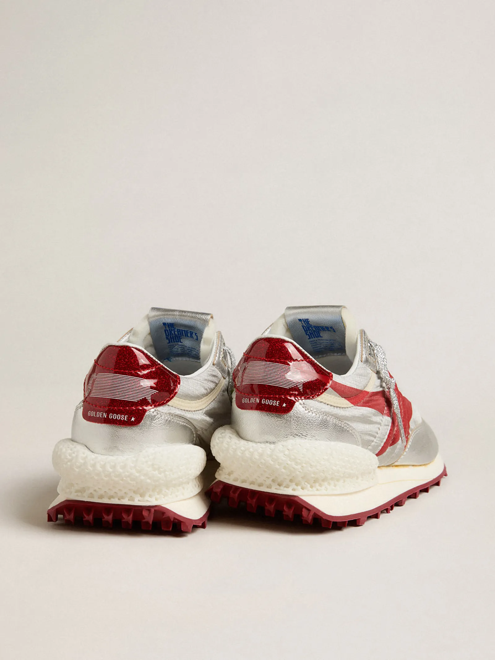 Best Sale Golden Goose Marathon Masculino Exclusivo HAUS of Dreamers com cabedal de glitter prateado Exclusividade HAUS of Dreamers