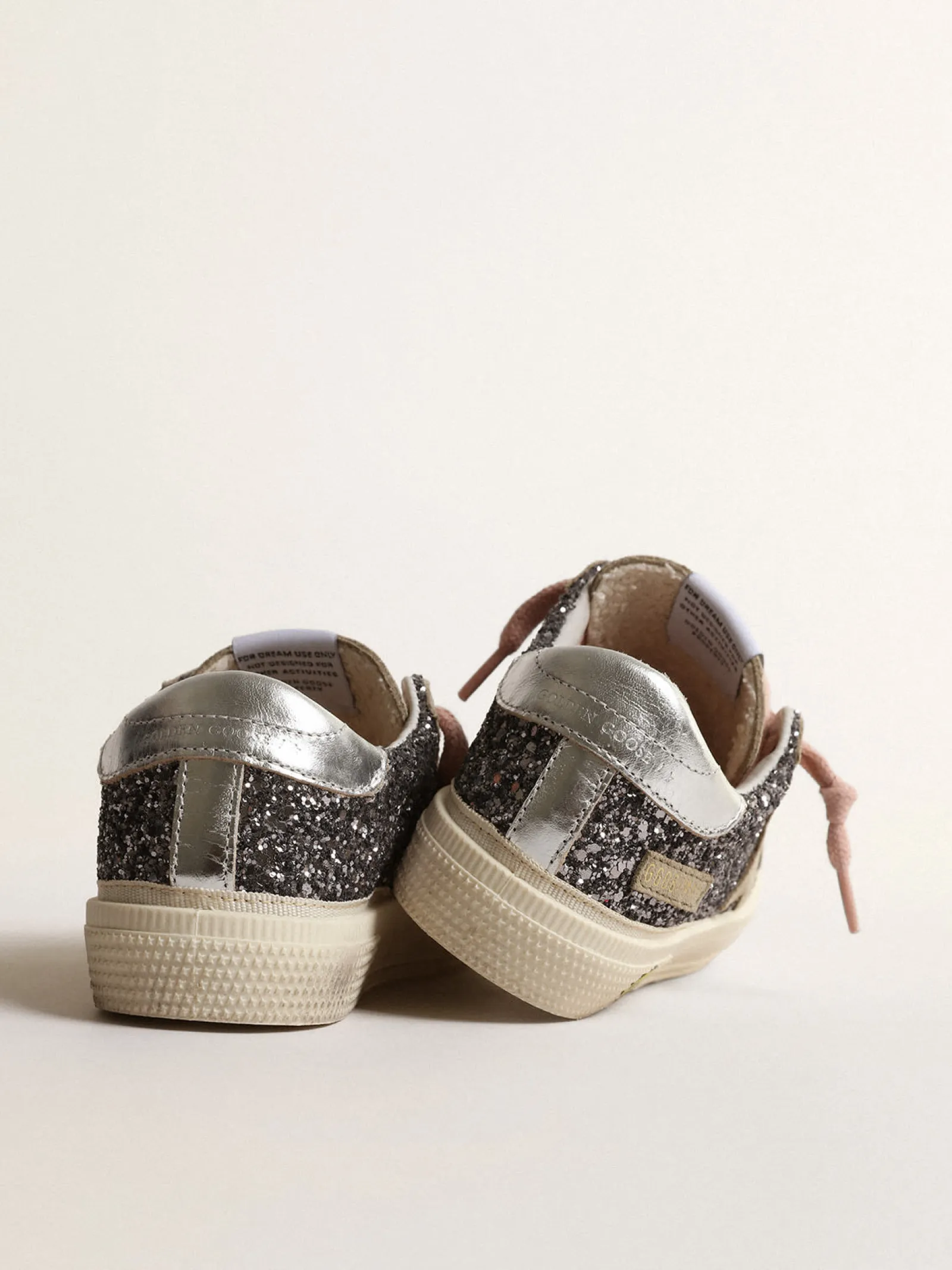 Cheap Golden Goose May Junior de glitter antracite com estrela de suede havana-rosado Cabedal de glitter antracite