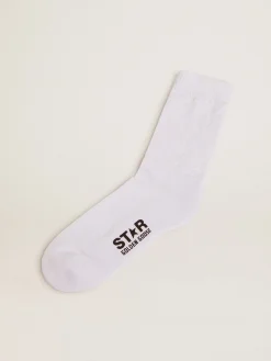 Online Golden Goose Meias brancas com estrelas 3D e logo em contraste Cor: branco