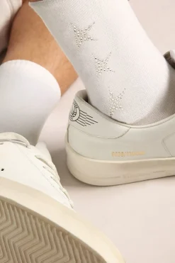 Sale Golden Goose Meias brancas com estrelas e cristais aplicados Star Collection