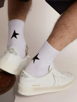 Fashion Golden Goose Meias Coleção Star brancas com estrela preta em contraste Cor: cinza