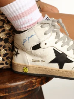 Hot Golden Goose Meias de algodão branco com listras rosa e logo Cor: branco
