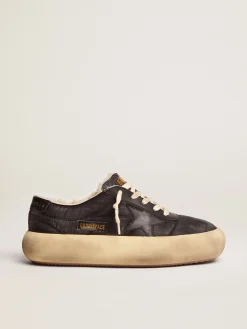 Cheap Golden Goose Men's Space-Star shoes in quilted nylon with shearling lining black