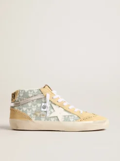 Store Golden Goose Mid Star com estampa de corações com cristais Swarovski com lista prateada Cabedal com estampa de corações com cristais Swarovski brancos e prata