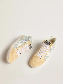 Store Golden Goose Mid Star com estampa de corações com cristais Swarovski com lista prateada Cabedal com estampa de corações com cristais Swarovski brancos e prata