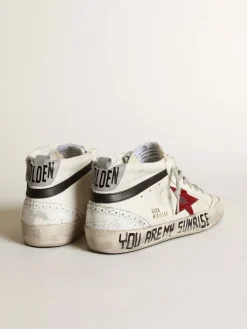 Cheap Golden Goose Mid Star com estrela de couro metálico rosa e lista preta Cabedal de napa branca