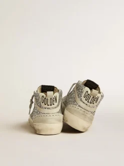 Fashion Golden Goose Mid Star de glitter prateado com estrela e lista de suede gelo Cabedal de glitter prateado