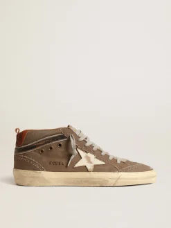 Online Golden Goose Mid Star de lona verde com estrela de couro e lista preta Cabedal de lona verde militar