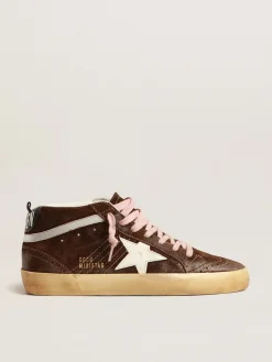 Sale Golden Goose Mid Star de suede marrom com estrela de couro branco Cabedal de suede marrom