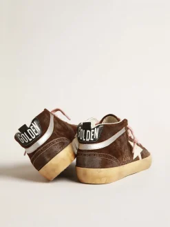 Sale Golden Goose Mid Star de suede marrom com estrela de couro branco Cabedal de suede marrom