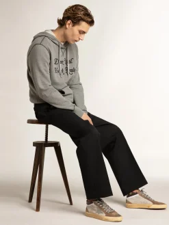 Outlet Golden Goose Mid Star de tela e suede com estrela de couro prateado Cabedal de tela prateada clara e suede marrom