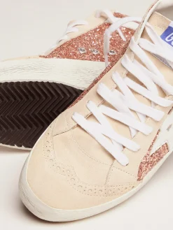 Clearance Golden Goose Mid Star feminino com glitter dourado Cabedal: 54% couro bovino, 32% polietileno tereftalato, 14% algodão