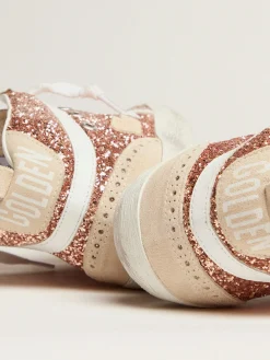 Clearance Golden Goose Mid Star feminino com glitter dourado Cabedal: 54% couro bovino, 32% polietileno tereftalato, 14% algodão