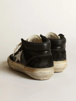 Discount Golden Goose Mid Star Feminino de napa e suede pretos com estrela branca Cabedal de napa e suede pretos