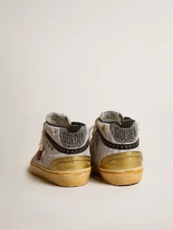 Cheap Golden Goose Mid Star LAB de couro cavalinho e tela com estrela preta e lista com tachas Cabedal de couro cavalinho com estampa de zebra nos tons de branco e caramelo com inserções de tela branca