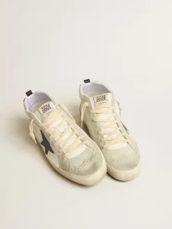 Best Golden Goose Mid Star LTD com estrela de couro azul e lista de napa branca Cor: branco