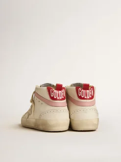 Hot Golden Goose Mid Star LTD de base vegetal com estrela de couro dourado e lista rosa Cabedal de base vegetal branco