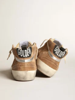 Clearance Golden Goose Mid Star masculino de suede cor tabaco com estrela de couro branco Cabedal de suede na cor tabaco