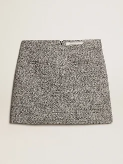 New Golden Goose Minissaia de algodão bouclé preto e branco Coleção Journey