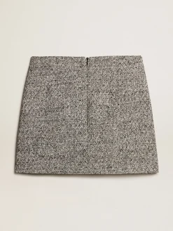 New Golden Goose Minissaia de algodão bouclé preto e branco Coleção Journey