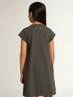 New Golden Goose Minivestido cinza com a palavra Golden com cristais Golden Collection