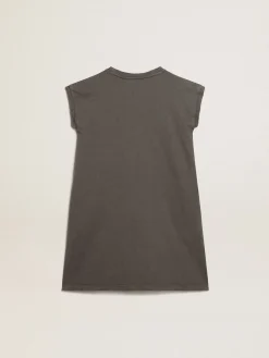New Golden Goose Minivestido cinza com a palavra Golden com cristais Golden Collection