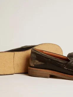 Sale Golden Goose Mocassim Jerry Feminino de couro preto Cor: preto