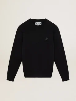 Fashion Golden Goose Moletom Archibald preto Coleção Star com estrela tom sobre tom na frente Cor: preto