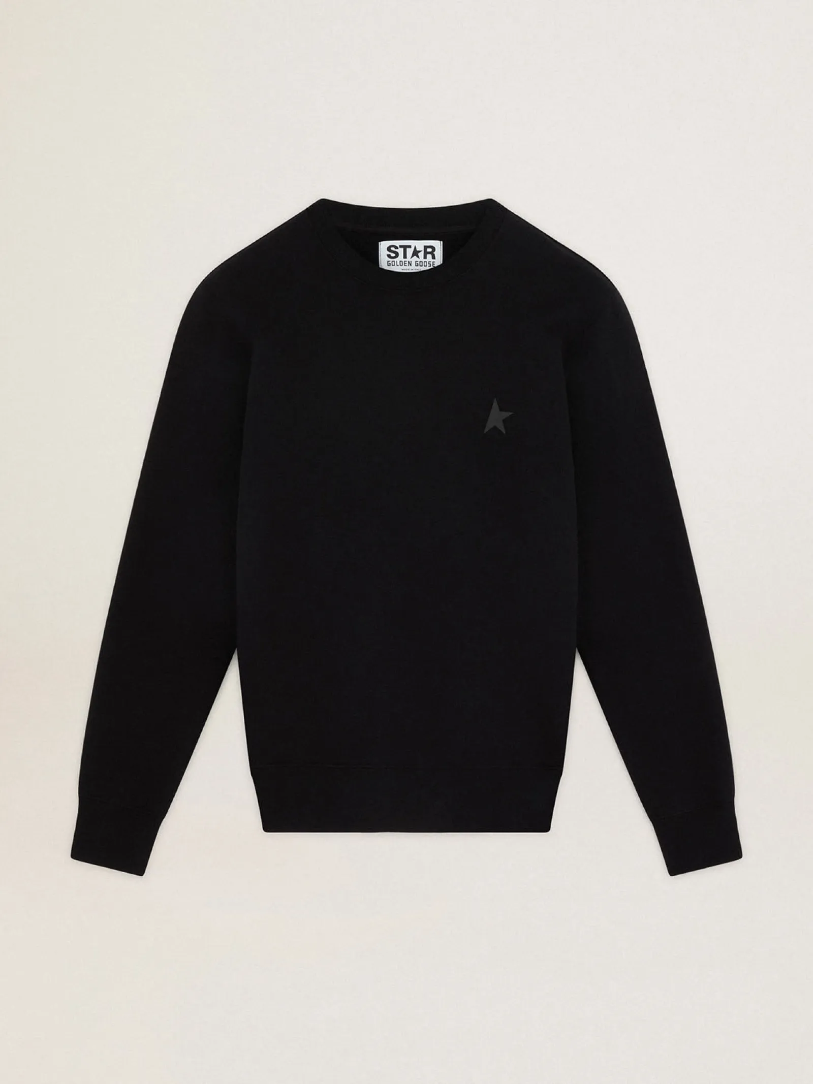 Fashion Golden Goose Moletom Archibald preto Coleção Star com estrela tom sobre tom na frente Cor: preto