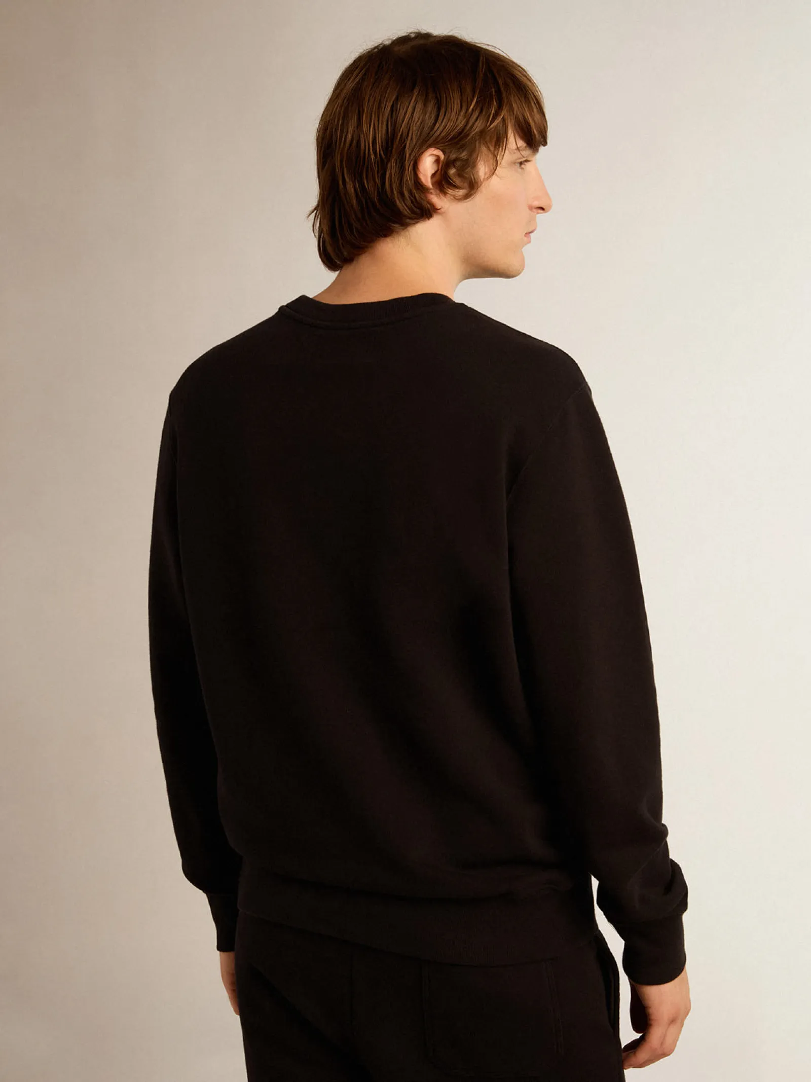 Fashion Golden Goose Moletom Archibald preto Coleção Star com estrela tom sobre tom na frente Cor: preto