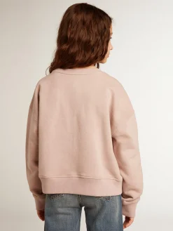 Flash Sale Golden Goose Moletom cropped de algodão rosa com estampa toile de jouy Coleção Journey