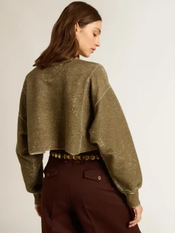 Best Golden Goose Moletom cropped de algodão cor de faia efeito vintage Coleção Journey