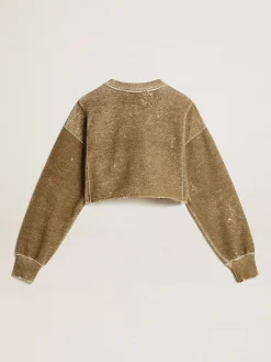 Best Golden Goose Moletom cropped de algodão cor de faia efeito vintage Coleção Journey