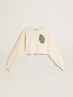 New Golden Goose Moletom cropped de algodão branco usado Coleção Journey