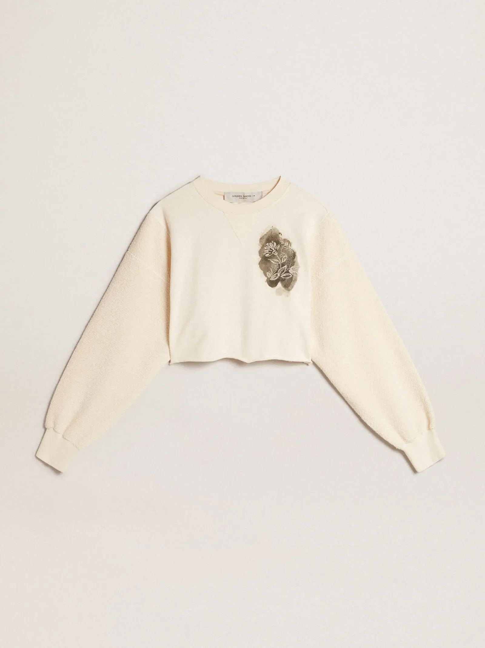 New Golden Goose Moletom cropped de algodão branco usado Coleção Journey