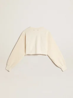 New Golden Goose Moletom cropped de algodão branco usado Coleção Journey