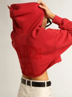 Hot Golden Goose Moletom cropped vermelho com capuz Cor: vermelho délavé