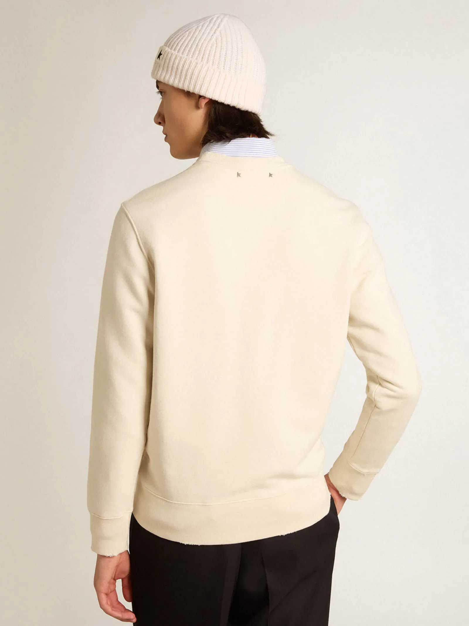 Fashion Golden Goose Moletom de algodão branco usado Coleção Journey