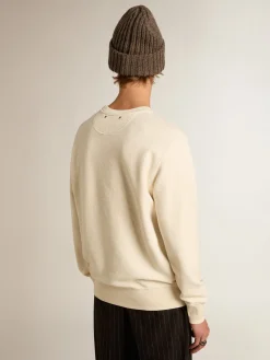 Outlet Golden Goose Moletom de algodão branco usado com bordado Coleção Journey